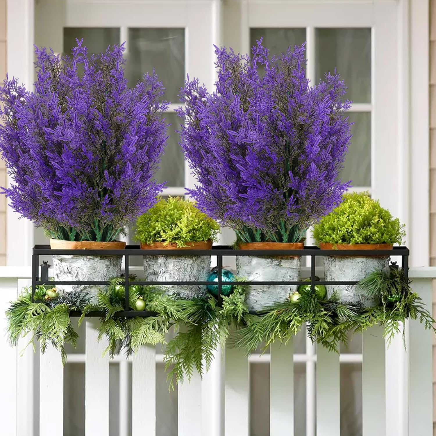 RECUTMS Fake Foliage Pine Needles Picks,Christmas Greenery,Artificial Pine Branches Faux Cedar Green Plants Sprigs Stems Plastic Twigs Picks for DIY Garland Wreath Accessories Holiday Decor(Purple)