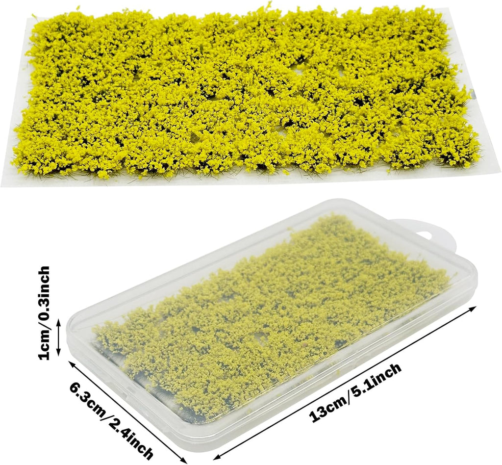 Static Grass Tuft Flower Cluster Vegetation Groups Artificial Model Grass Tufts DIY Miniature Colorful Flower Cluster for Model Railway Scenery Table Landscape, Yellow and Purple