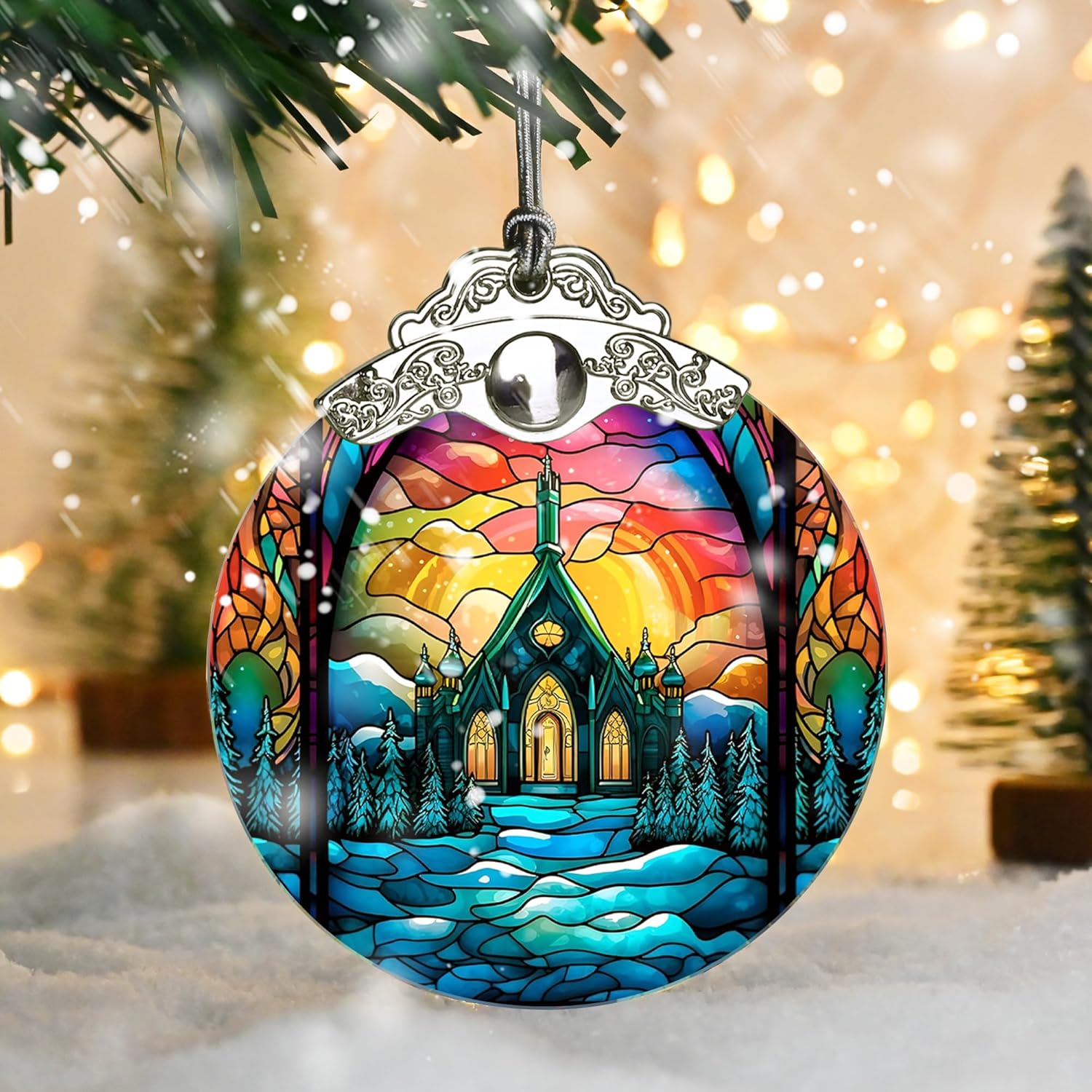 Stained Glass Christmas Ornament, Jocidea Christmas Decorations, Christmas Tree Ornament, Holiday Decor and Xmas Gifts Ideas