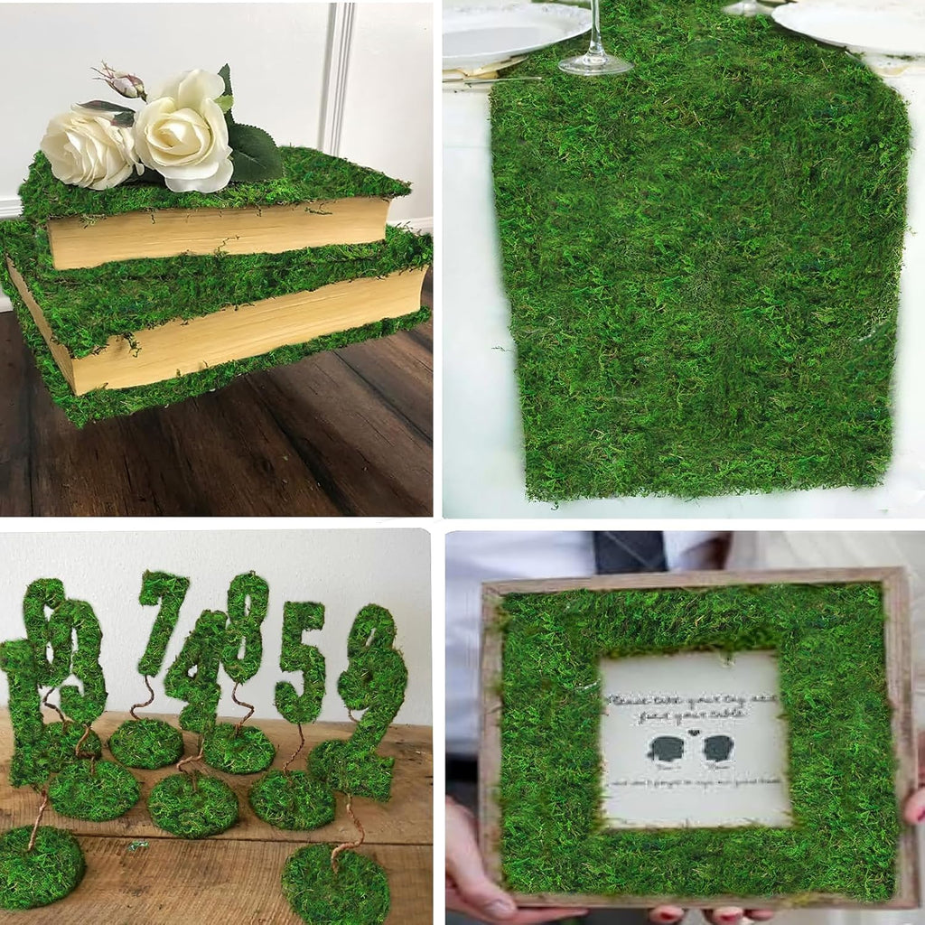 FAICOIA Moss Table Runner Green Moss Roll for Fairy Gardens Wedding Woodland Table Decor Dried Moss for Crafts 16" x 118" Preserved Moss Mat Moss Carpet for Green Moss Grass Wall 40 x 300cm