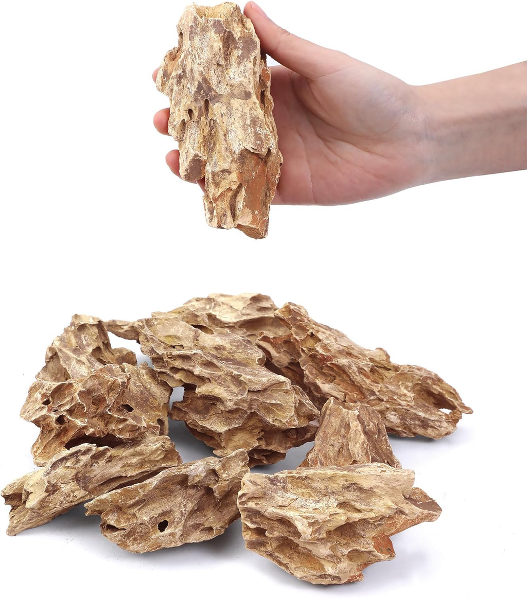 2-4 Inches Natural Dragon Stone 10 PCS Aquarium Rocks for Aquascaping, Aquarium Landscaping, Terrariums, Fish Tank Decoration, Vivariums, Paludarium, Reptile and Amphibian Enclosures