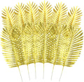 KIMOBER 12PCS Artificial Gold Palm Leaves,Large Golden Faux Tropical Palm Leaves Realistic Ferns Artificial Plants Leaf for Home Hawaiian Luau Party Jungle Beach Decorations