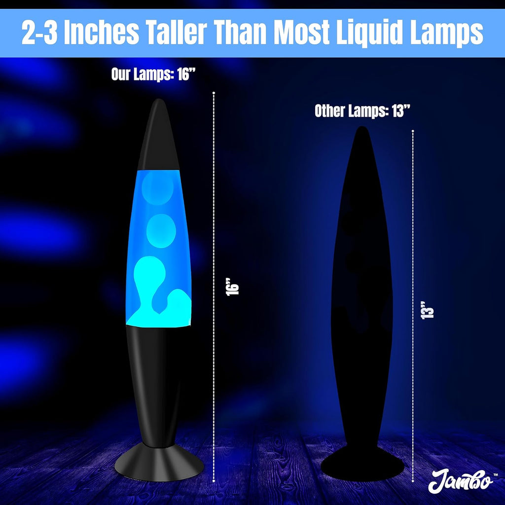 JAMBO 16" Beautiful Lamp- Blue with White/Blue Wax, Relaxing Liquid Lamp for Living Room Office Bedroom Adults Teens Kids, Magma Light, Night Light Nightlight, Home Decor