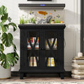 20 Gallon Fish Tank Stand with Power Outlets, Farmhouse Aquarium Stand with Cabinet Storage and Adjustable Shelves for Fish Tank, Reptile Terrarium, 298LBS Capacity, Black