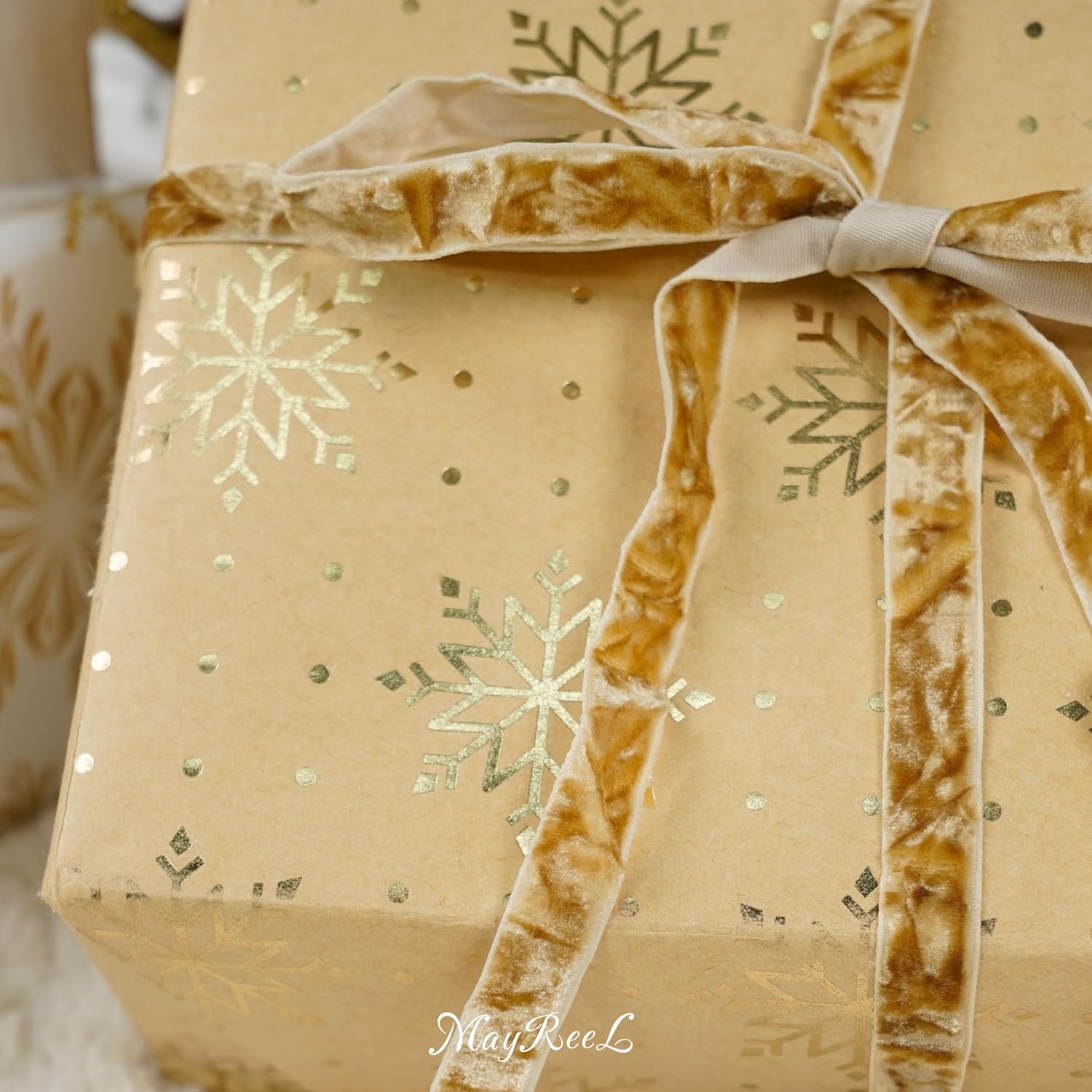 MAYREEL 3/8 Inch Khaki Crushed Velvet Ribbon Beige Vintage for Flower Bouquet Gift Wrapping Wedding Invitations Crafts Christmas Decorations Party 25 Yards