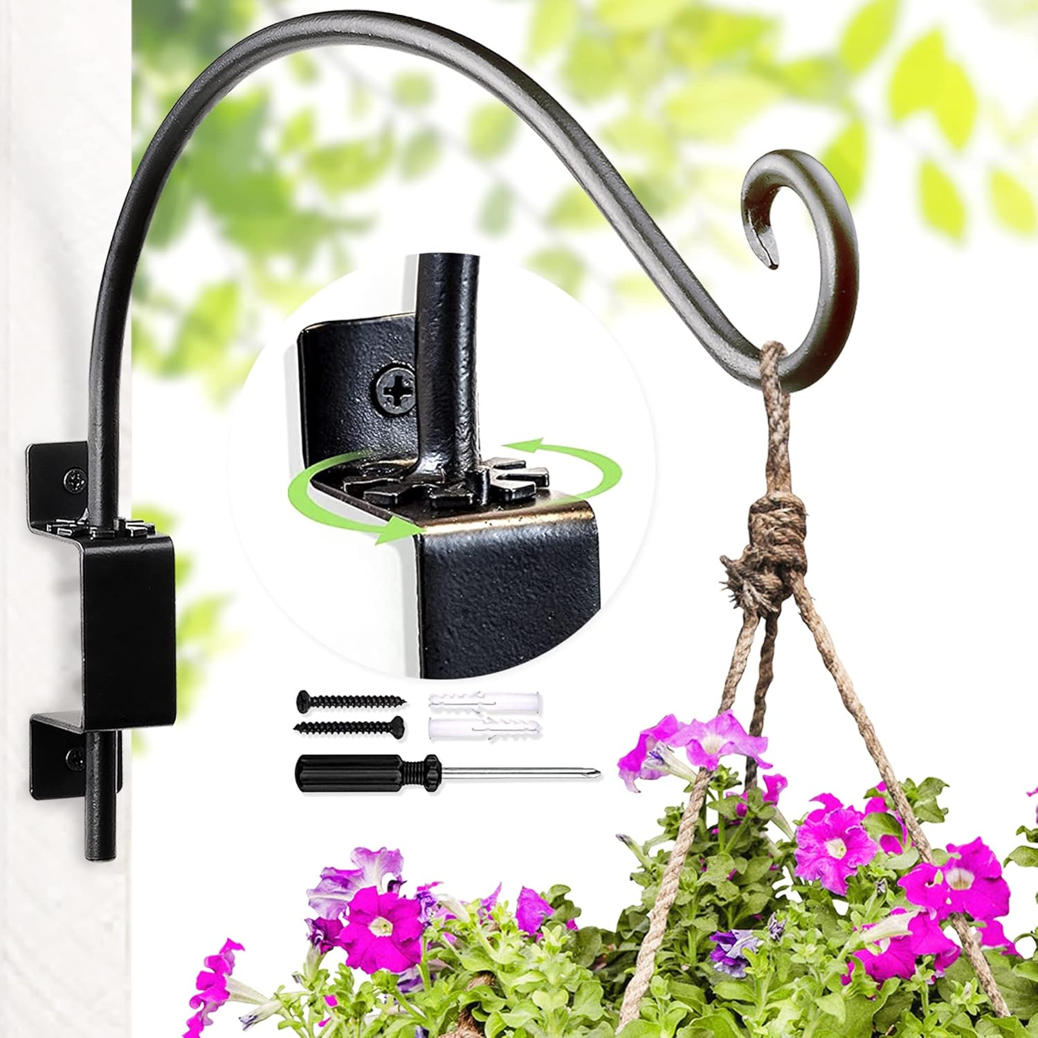 Swivel Bird Feeder Hanger Hook: Swivel Hanging Plant Bracket Outdoor - Wall Mount Hanging Hook for Bird Feeder 12-Inch