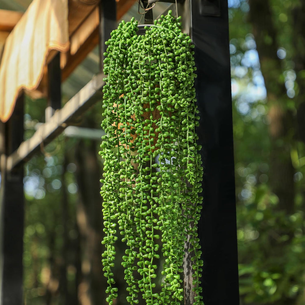 3PCS Artificial Succulents Hanging Plants,27.5 Inch Fake String of Pearls Greenery Plants 5 Branches for Fall Home Garden Office Party Balcony Wall Indoor Outdoor Autumn Decoration