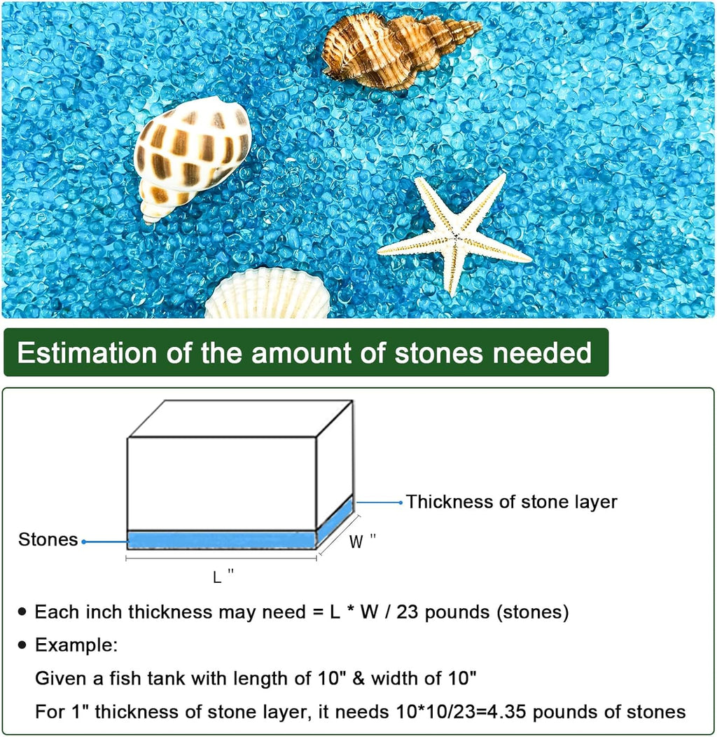 BXI 2.2 Lbs Small Aquarium Substrate Gravel Sand, Polished Smooth Fish Tank Gravel, Colorfast Uncoated Vibrant Blue Sea Glass, Decorative Stones for Vase Fillers, Fairy Garden, Potted Plants