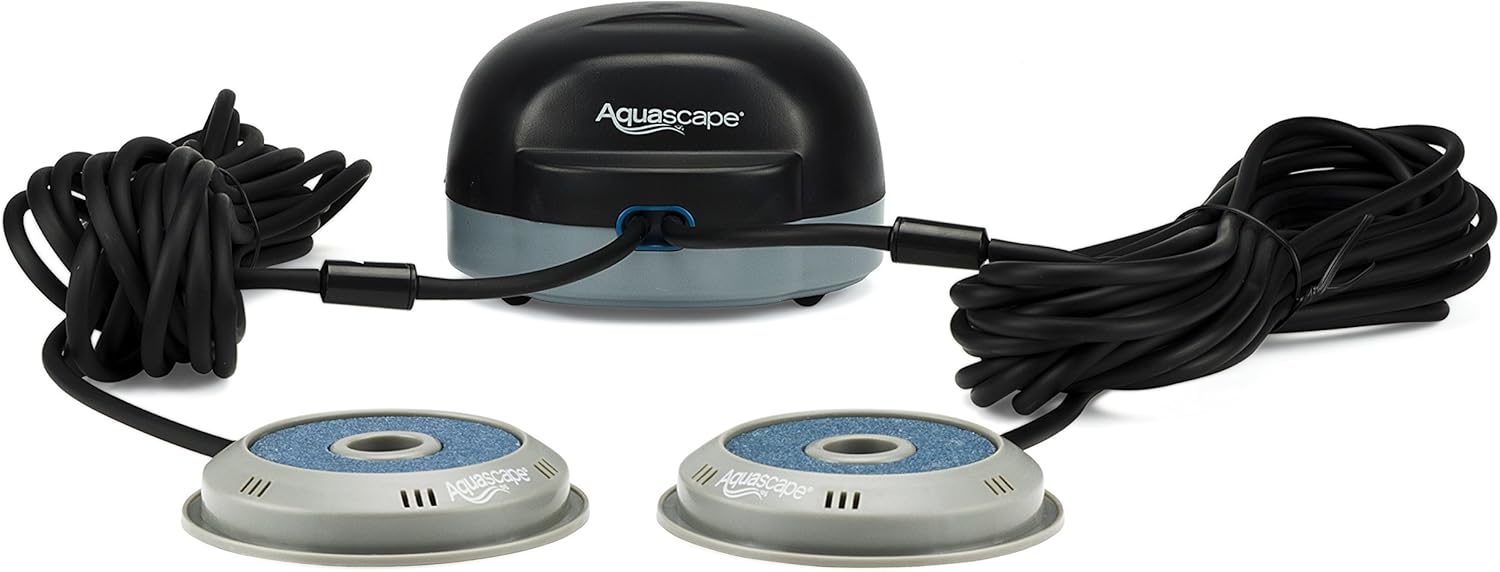 Aquascape 75000 Pond Air 2 (Double Outlet Aeration Kit) & Dry Beneficial Bacteria for Pond and Water Features, 4.4-Ounce | 98925,White