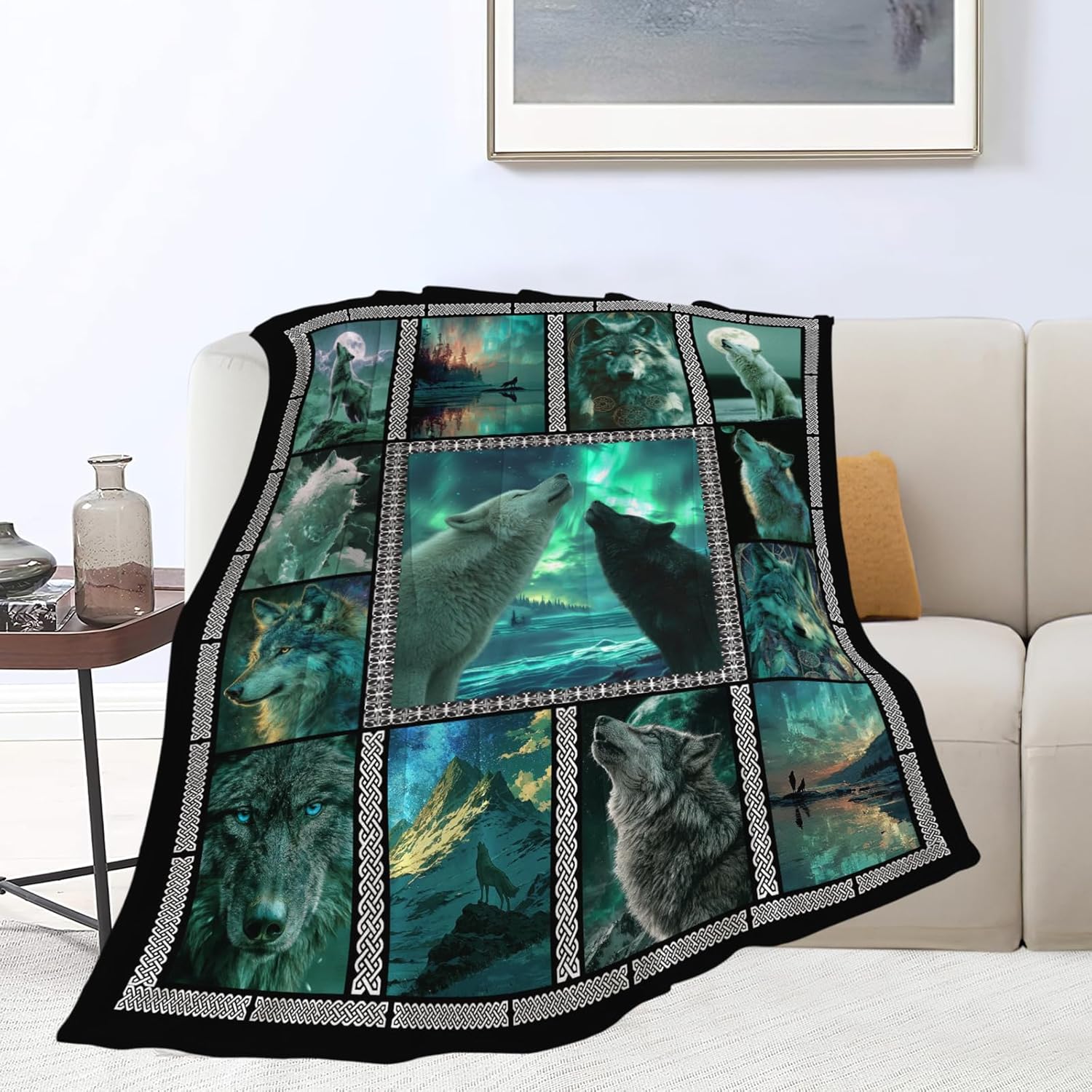Wolf Throw Blanket Wolf Stuff Gifts for Kids Girls Boys Adults Women Men Soft Cozy Warm Plush Fluffy Fuzzy Fleece Blanket Decor 40''X50''