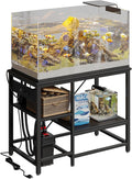 Bestier 40-50 Gallon Fish Tank Stand with Power Outlet, 36x19 Metal Aquarium Stand, 6-Leg Reptile Tank Stand with 3-Tier Adjustable Storage Shelves, 660LBS Capacity, Black Oak