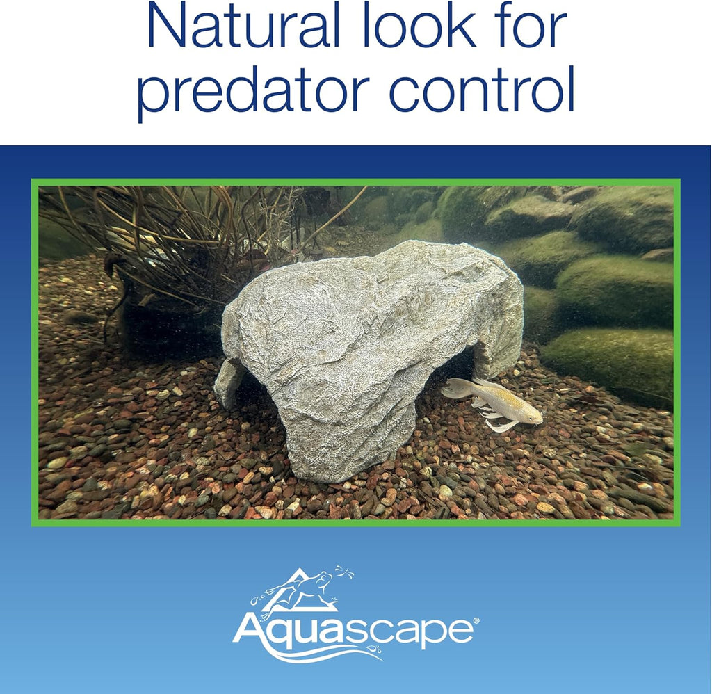 Aquascape Faux Rock Fish Cave, Predator Control and Decorative Shelter for Koi and Fish, Natural-Looking Rock Design, 25-inch L x 15-inch W, 78418