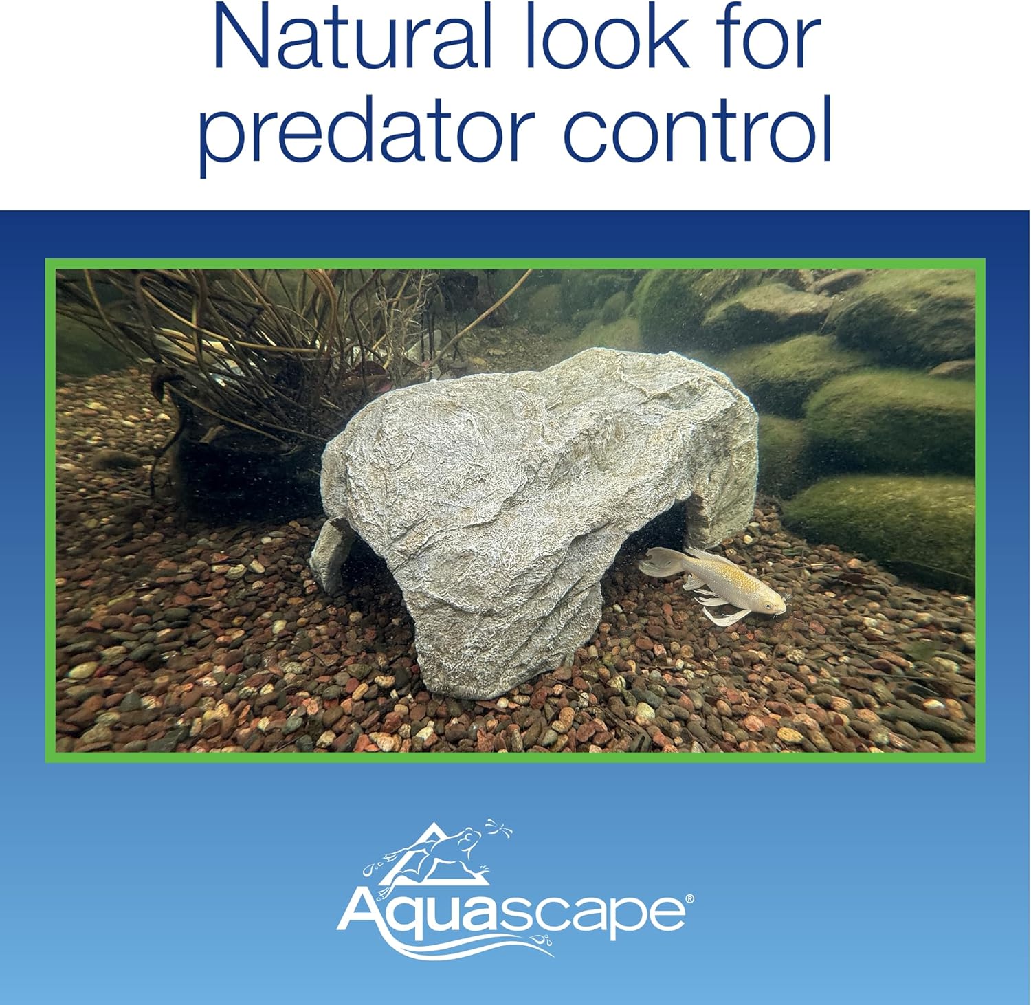 Aquascape Faux Rock Fish Cave, Predator Control and Decorative Shelter for Koi and Fish, Natural-Looking Rock Design, 25-inch L x 15-inch W, 78418