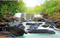 Waterfall Aquarium Background Natural Jungle Forest Landscape Terrarium Background Lush Green Trees Plants Stream Fish Tank Background Falls Forest Rocks Reptile Background Vinyl 72x24in
