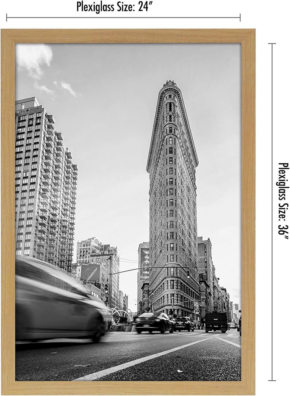 Americanflat 24x36 Poster Frame with Polished Plexiglass - Wide Picture Frames Made of Engineered Wood for Vertical or Horizontal Wall Display - Epic Collection - Pine