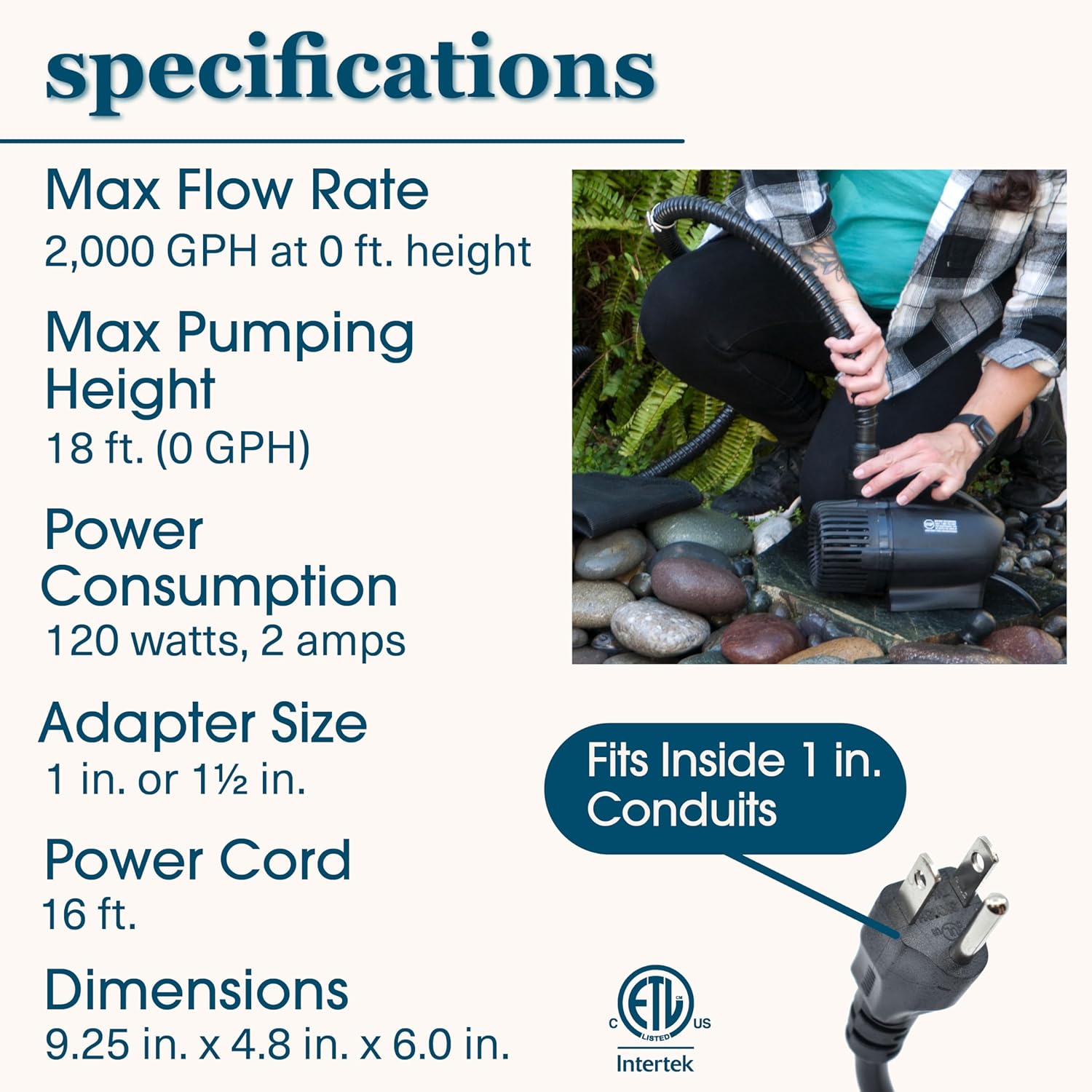 Smartpond Waterfall Pump 2000gph