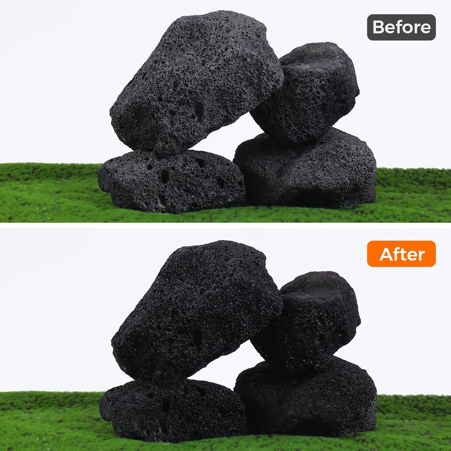 6-8 Inches Large Natural Black Lava Rock 4 PCS Aquarium Rocks for Aquascaping, Aquarium Landscaping, Terrariums, Fish Tank Decoration, Vivariums, Paludarium, Reptile and Amphibian Enclosures
