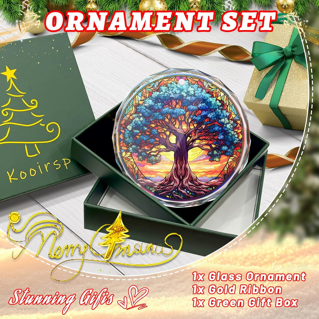 Tree of Life Stained Glass Christmas Ornament, Christmas Tree Decoration, Gift for Holidays