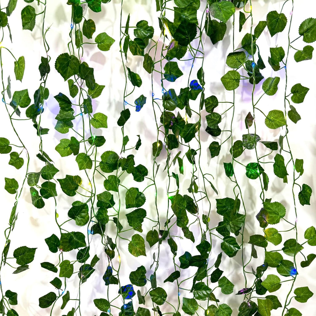 6 Pcs Artificial Hanging Plants Fake Grapevines With 60 Colored Lights, Grapevine Leaves, Fake Plant Vine Hanging Garland for Wall, Party, Wedding, Home, Kitchen, Indoor and Outdoor Decoration