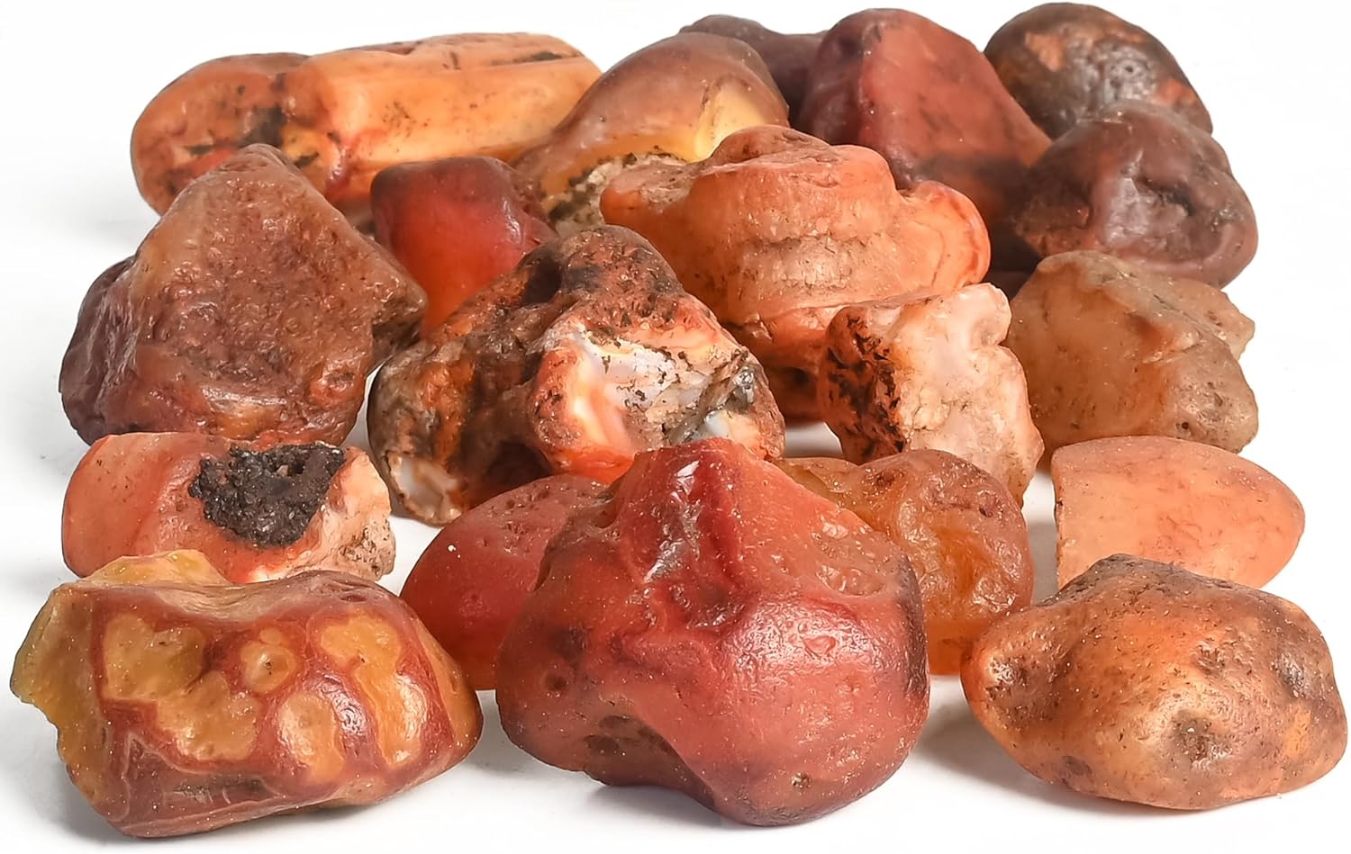 Crocon 1LB Carnelian Rough Bulk Natural Stone Raw Stone Tumbling Cabbing Polishing Mining Chakra Balancing Reiki and Crystal Healing Good Luck Home Office Decor