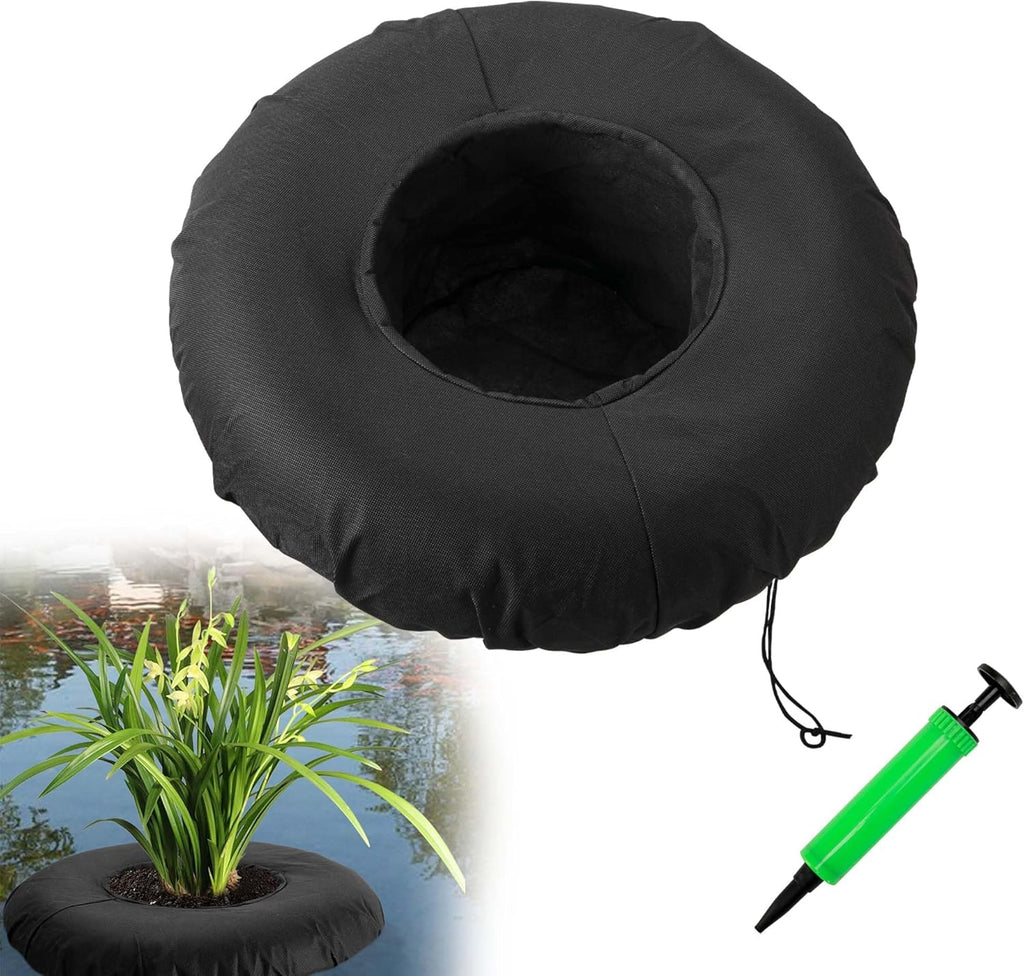 DECOHS 17.3" Floating Planters for Ponds, Woven Fabric Floating Pond Plant Baskets, Aquatic Plant Fish Barrier Floating Island for Garden Water Features and Aquascape Decoration