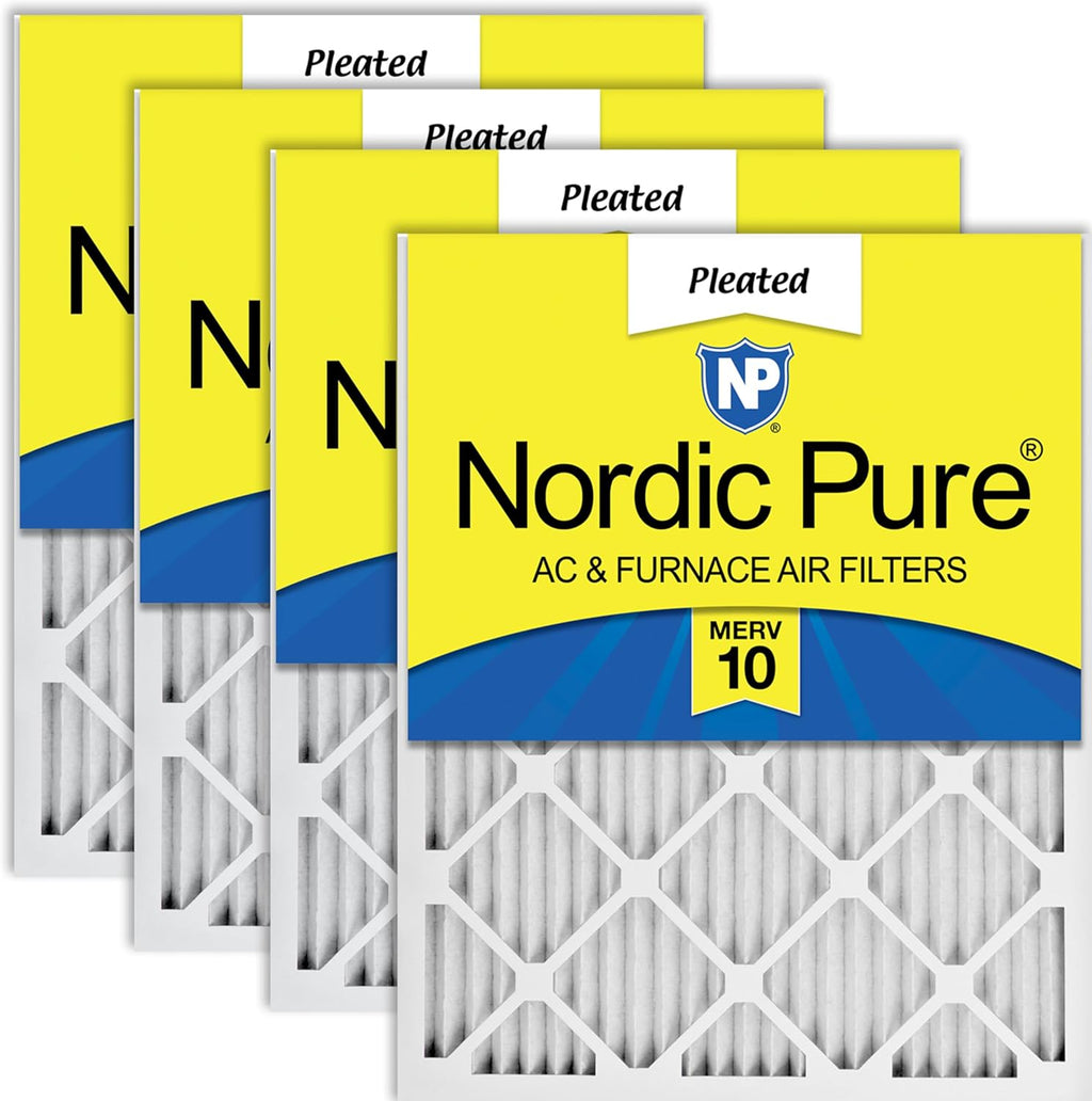 Nordic Pure 20x25x1 (Actual Size: 19 1/2 x 24 1/2 x 3/4) Pleated MERV 10 Air Filters 4 Pack