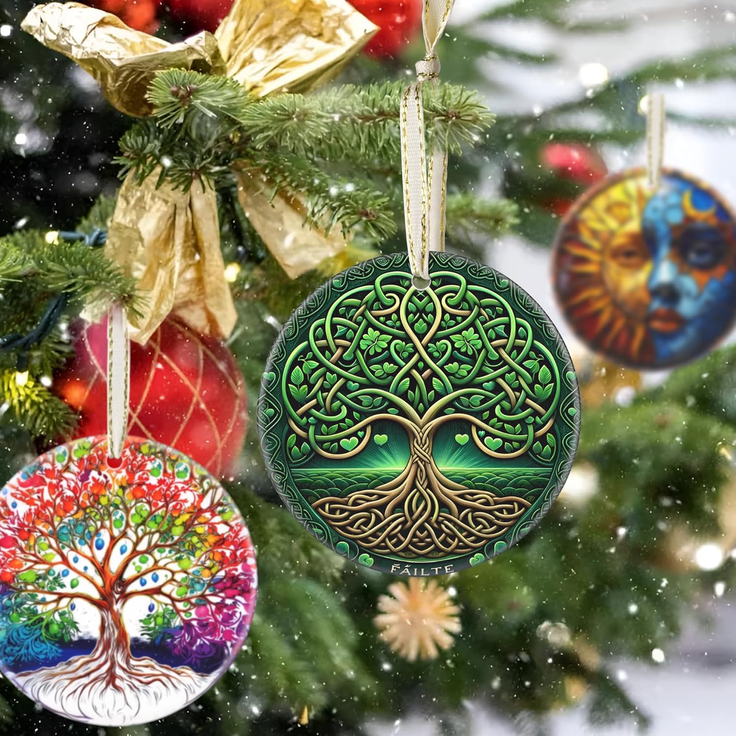 2025 Ornaments for Christmas, Christmas Tree Ornament, Round Ceramic, Holiday Decor, Gift Idea, Gift Exchange, Gifts for Mom - Tree of Life