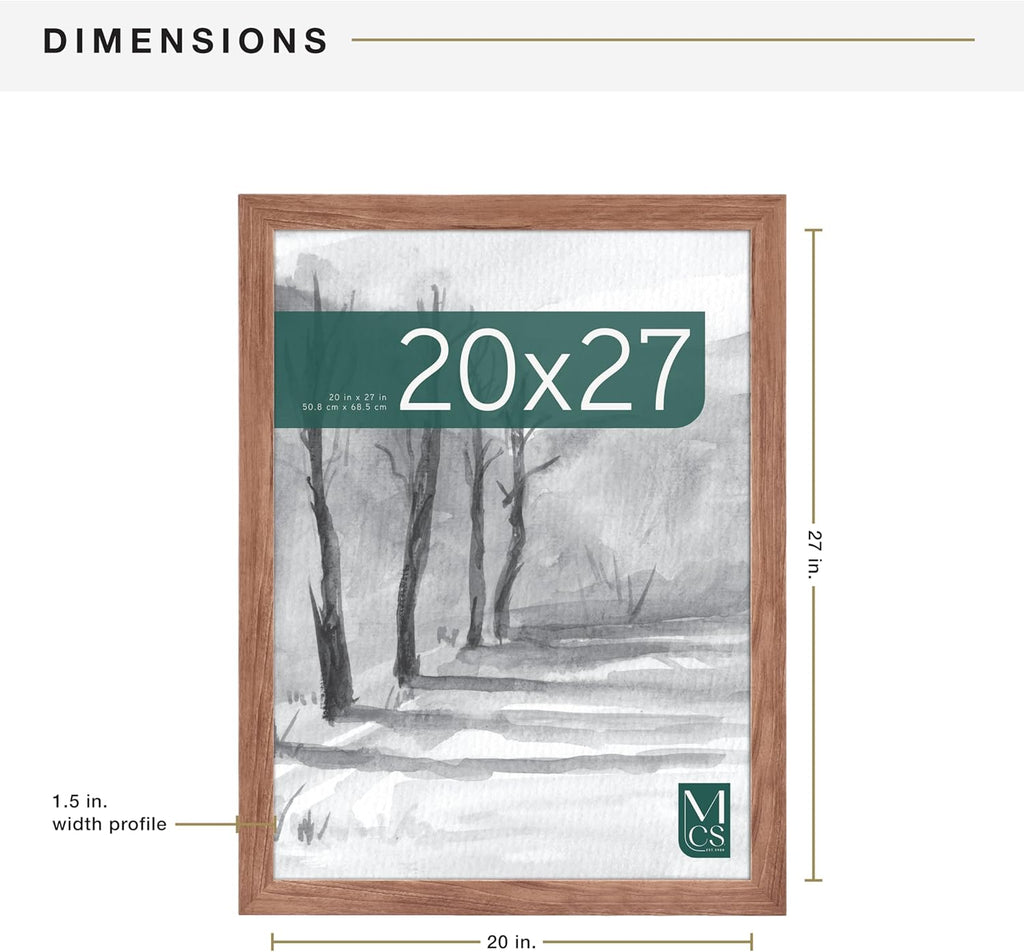 MCS Museum Poster Frame 20x27 Medium Oak Woodgrain, Vertical & Horizontal Wall Hanging Large Picture Frame for Photos, Posters & Art Prints (1-Pack)