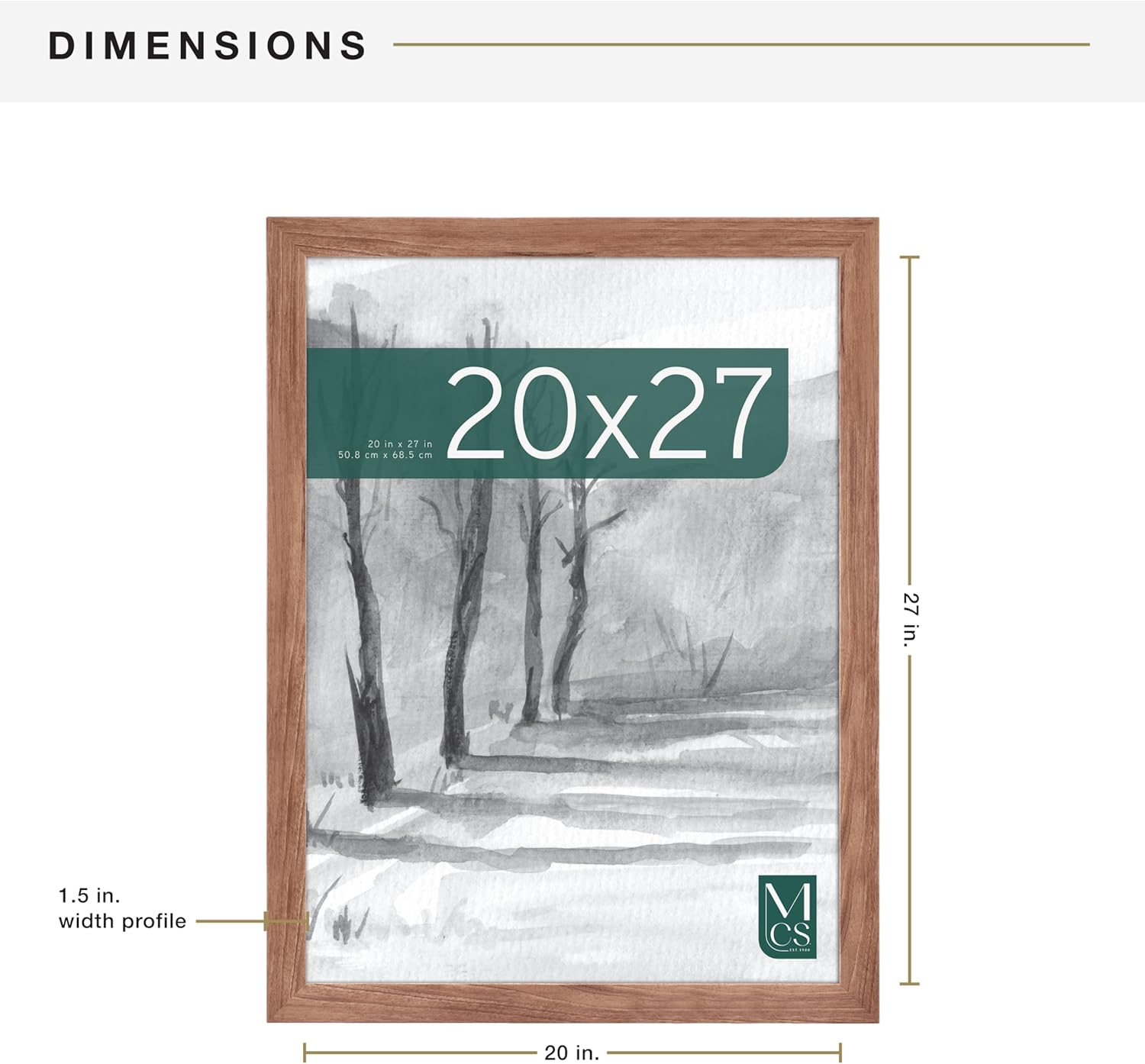 MCS Museum Poster Frame 20x27 Medium Oak Woodgrain, Vertical & Horizontal Wall Hanging Large Picture Frame for Photos, Posters & Art Prints (1-Pack)
