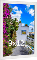 9x12 Wood Frame White, Modern Natural Woodgrain 12x9in Picture Frame, Rustic Wooden 9 x 12 inch Gallery Wall Photo Poster Frame with HD Plexiglass, Horizontal Vertical Wall Mounting Display 1pcs