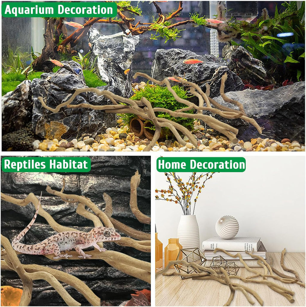 kathson Natural Driftwood for Aquarium, Red Moor Driftwood Mix 12''-16'' Long Driftwood for Decorations Aquarium Driftwood Assorted Shapes Natural Aquarium Decor Driftwood (250g, Medium Branches)