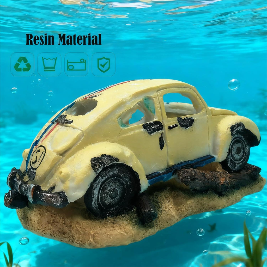 Resin Aquarium Bubble Wreck Car Decor, Fish Tank Air Bubbler Oxygen Pump Ornament, Bubble Car Decoration