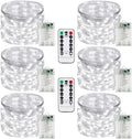 6 Pack Fairy Lights Battery Operated with Remote Control Timer, 26 FT 80 LED String Lights Outdoor Indoor, 8 Modes Twinkle Lights for Christmas Party Wedding Birthday Bedroom Décor (Cool White)