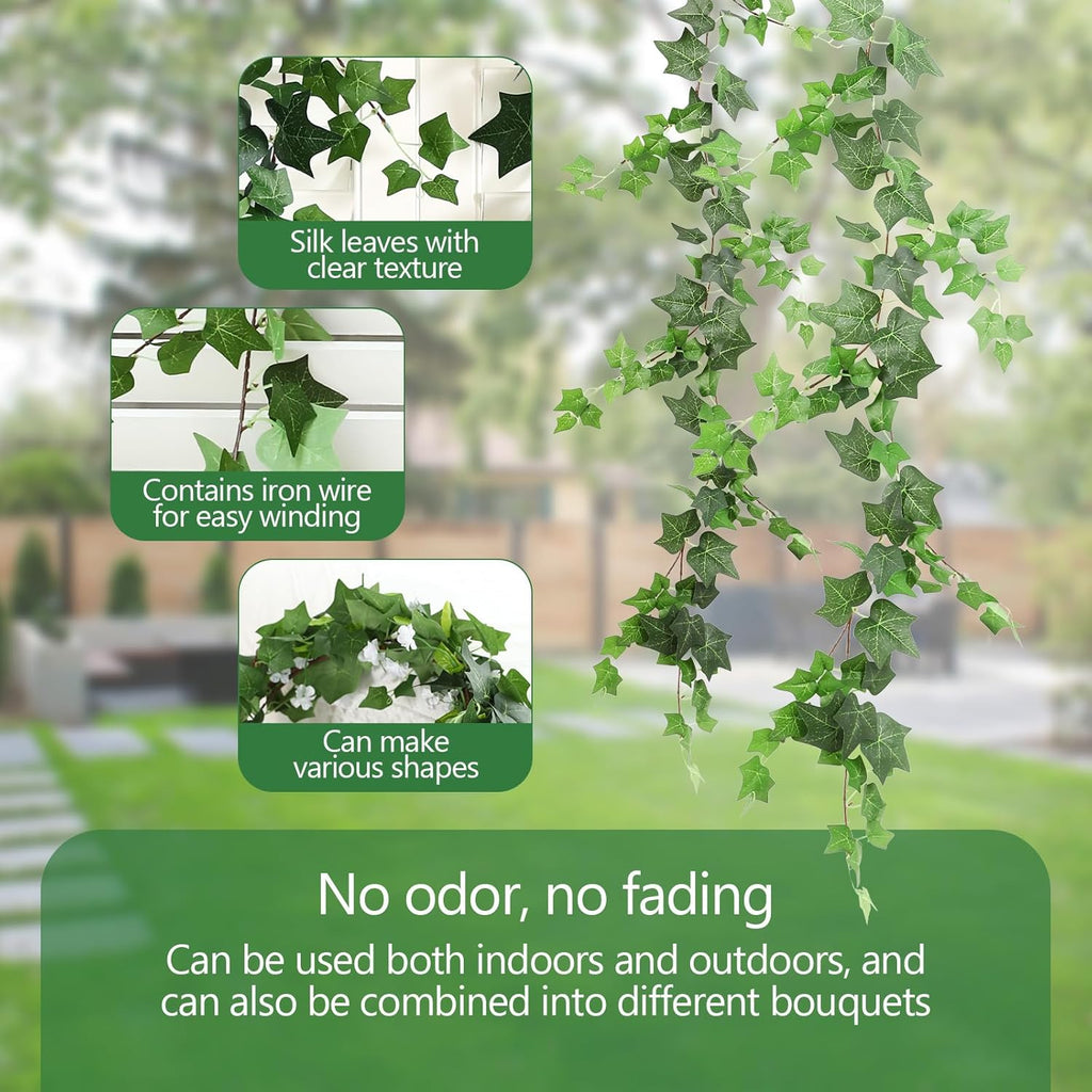 ucky Green Ivy Vines 71 Inch 4 Pcs Artificial Plant Silk Fake for Wall Hanging Decor Greenery Ceiling Decor Home Decor Outdoor Decor Wedding Decoration Vines Aesthetic Room Decor （Green）