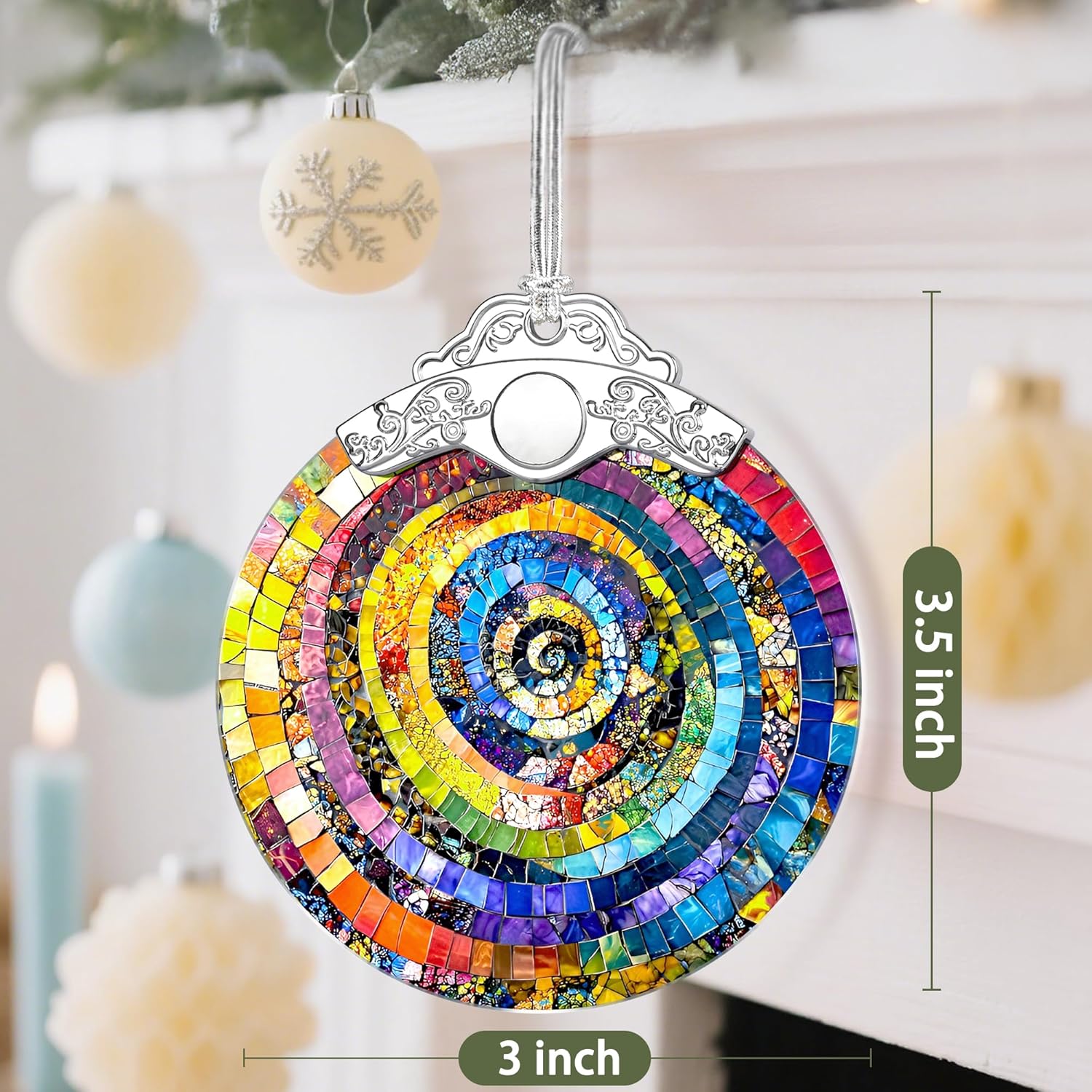 Christmas Ornaments, Christmas Decorations for Tree, Keepsake Ornaments, Holiday Ornament, Holiday & Xmas Gifts, Gifts for Art Lovers & Color Lovers - Rainbow Spiral-Theme