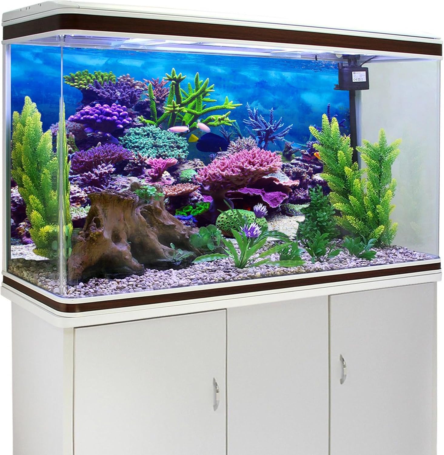YongFoto Ocean Theme Fish Tank Background 24x12 inch Coral Seaweed Reef Rock Tropical Fish Underwater Sea World Polyester Backdrop Reptile Habitat Terrarium Aquarium Background