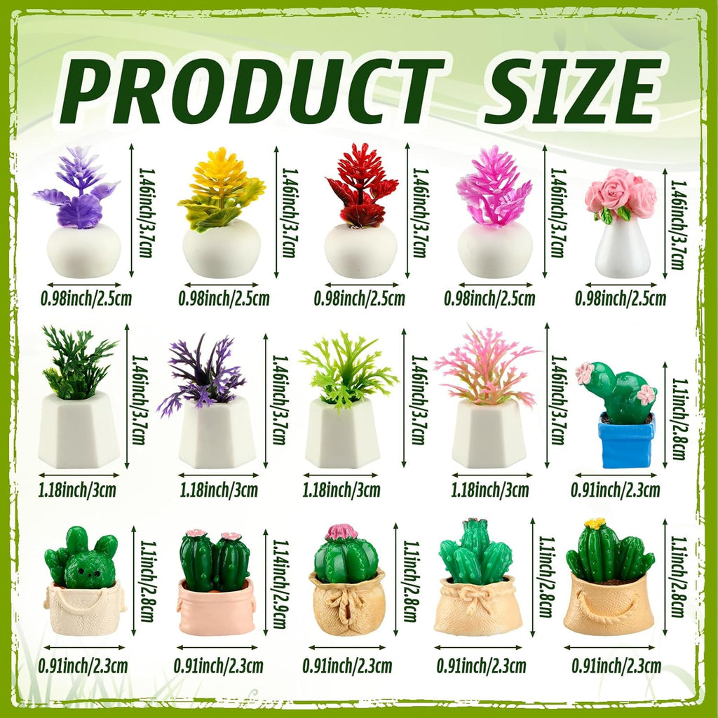 30 Pcs Miniature Dollhouse Plants Accessories Mini Artificial Potted Flower Tiny Resin Greenery Cactus Figurines for Doll House Gift DIY Garden Bonsai Micro Landscape Decoration(Succulents)