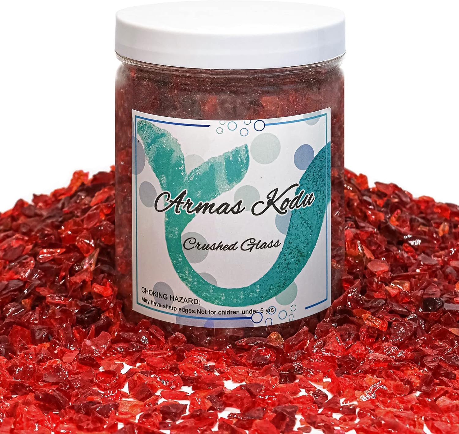 Crushed Glass for Resin Art - 3-6mm Red, 1.5lb | Broken Glass Pieces for Crafts, Vase Filler & Fire Pit Media | Decorative Stones (90% Red/10% Orange)