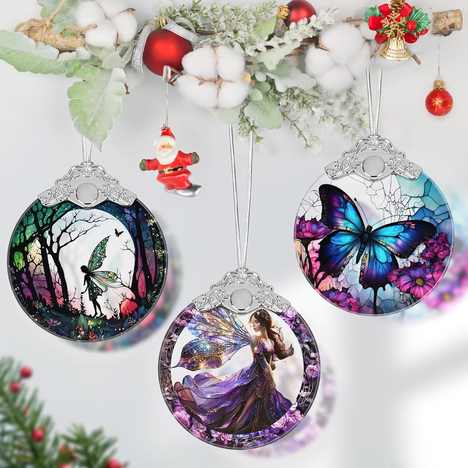 Stained Glass Ornament - Fairy Christmas Decor for Tree, Gift Exchange Ideas