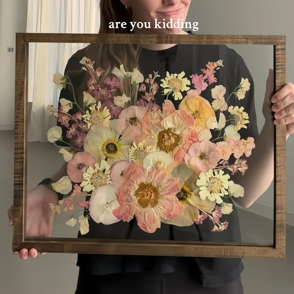 Floating Frame 16x20 Pressed Flower Frames Walnut Wood Double Glass Floater Frame 20x24 Floating Picture Frames Shadow Box 16x20 Bouquet Frames For Wedding Memory