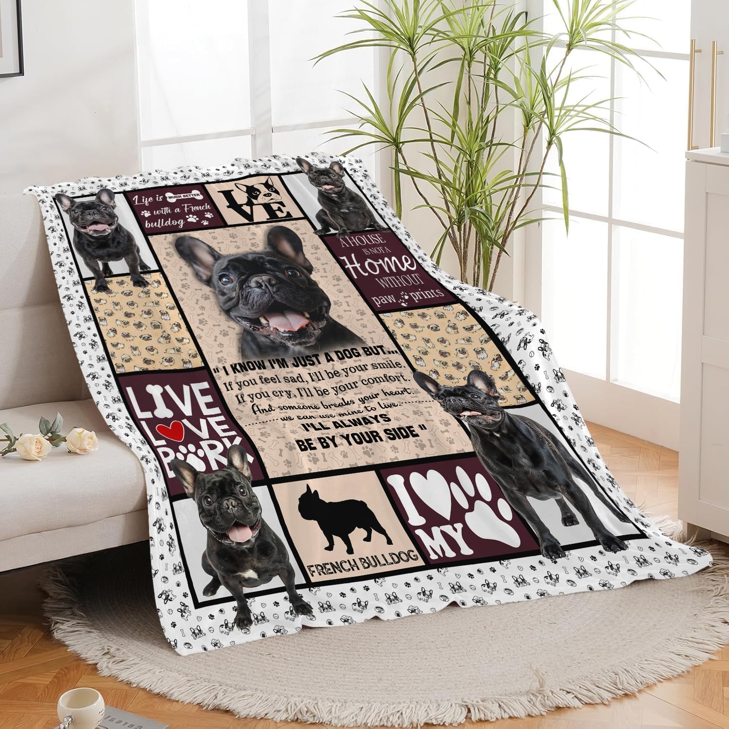 Pug Blanket Pug Throw Blanket Dog Flannel Stuff Merch Cozy Decor Fleece Plush Fuzzy Warm Soft Lightweight Bedding Gifts for Dog Lover Girls Women Men Boy Couch Sofa 50"X40"