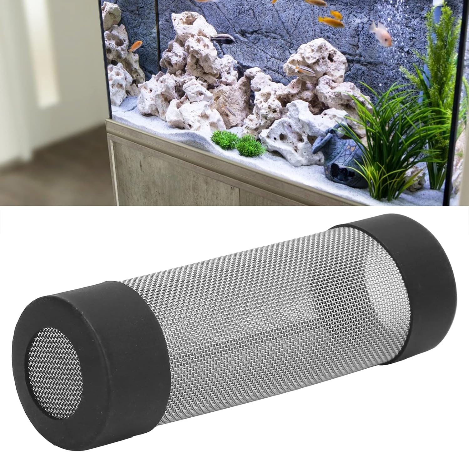 Pssopp Aquarium Filter Mesh Fish Intake Strainer Filter Cover Stainless Steel for Fish Filter Guard(Inner Diameter 12mm)