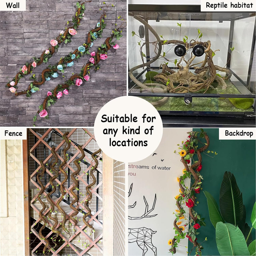 Bendable 63in Artificial Tree Twigs Cane Wood Vine Branches Fake Plants Trunk Garland with Leaves for Home Wedding Garden Wall Hanging Mantel Christmas Thanksgiving Day Decoration