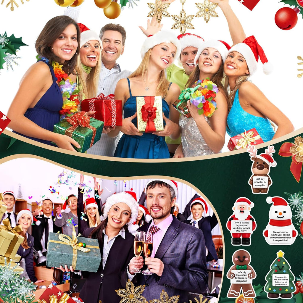 Gejoy 50 Pcs Mini Rubber Christmas Toys Positive Mini Christmas Figures Gifts Decorations and Encouragement Birthday Motivational Gifts for Colleague Staff Teacher