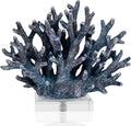 Coral Reef Beach Decor,6.3'' High x 7.5'' Width Artificial Resin Coral Reef Statue for Ocean Coastal Beach Nautical Themed Room Bathroom Decor for Home,RB1001B,Blue