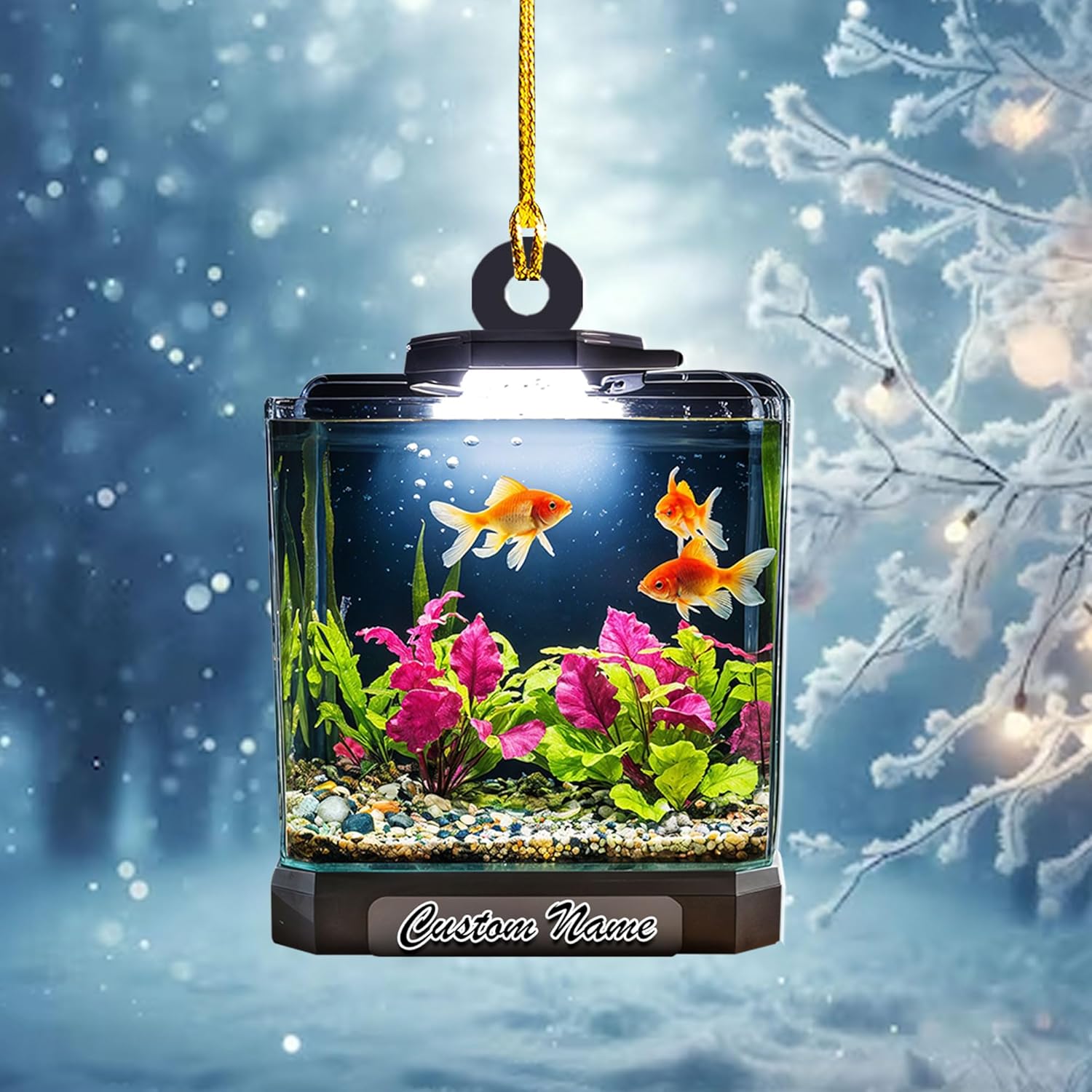 Personalized Aquarium Christmas Ornament, Fish Christmas Ornament, Gift for Fish Lover, Custom Aquarium Christmas Tree Keepsake, Kids First Gift Ideas, Pet Kids Ornament (AFT10)