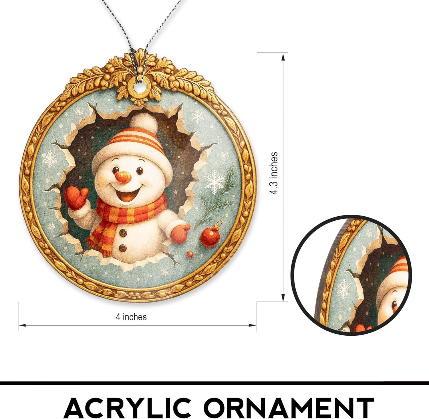 Christmas Ornament 2025 - Snowman Ornament - Snowman Ornaments for Christmas Tree - Acrylic Christmas Ornaments - Christmas Ornament 2025 - White Elephant Gifts - Xmas Tree Funny Decoration