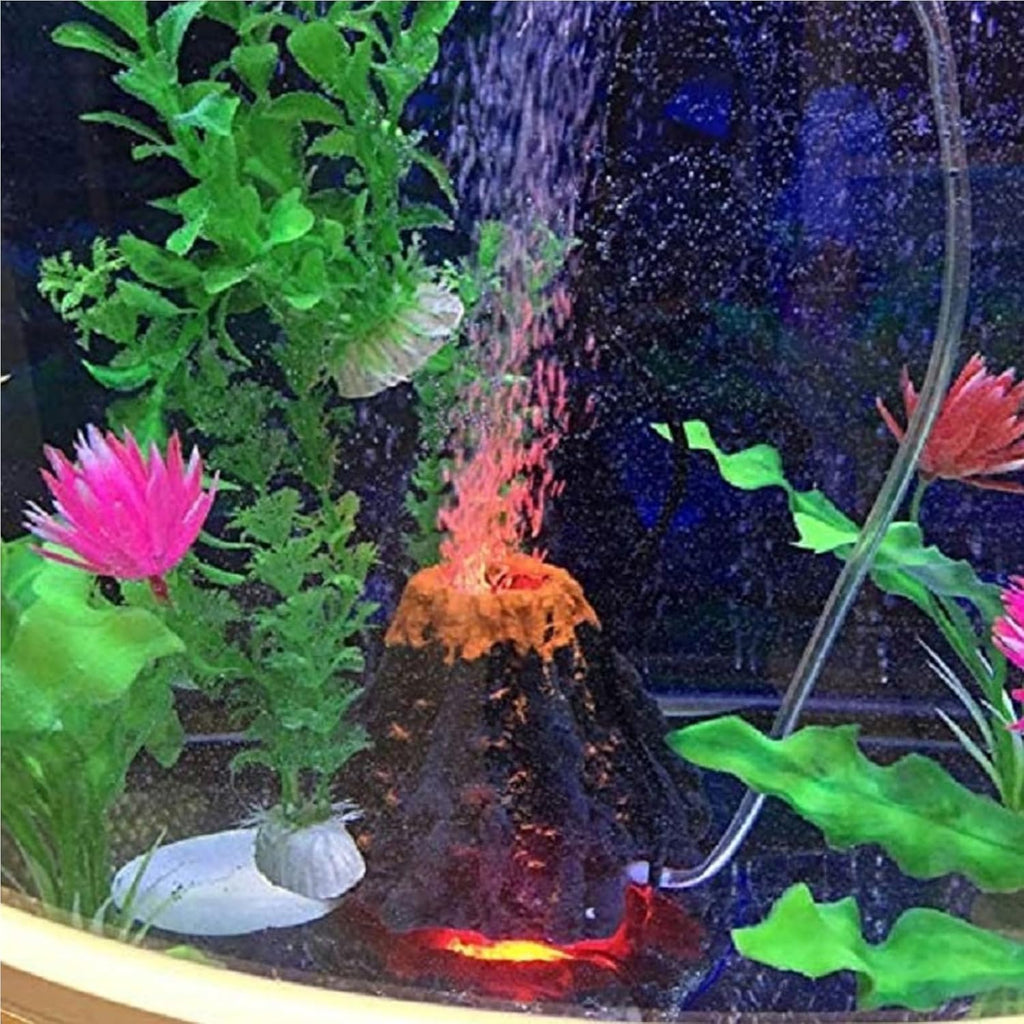 Fish Tank Volcano with Air Stone Aquarium Bubbler Decoration Air Pump Accessory Small