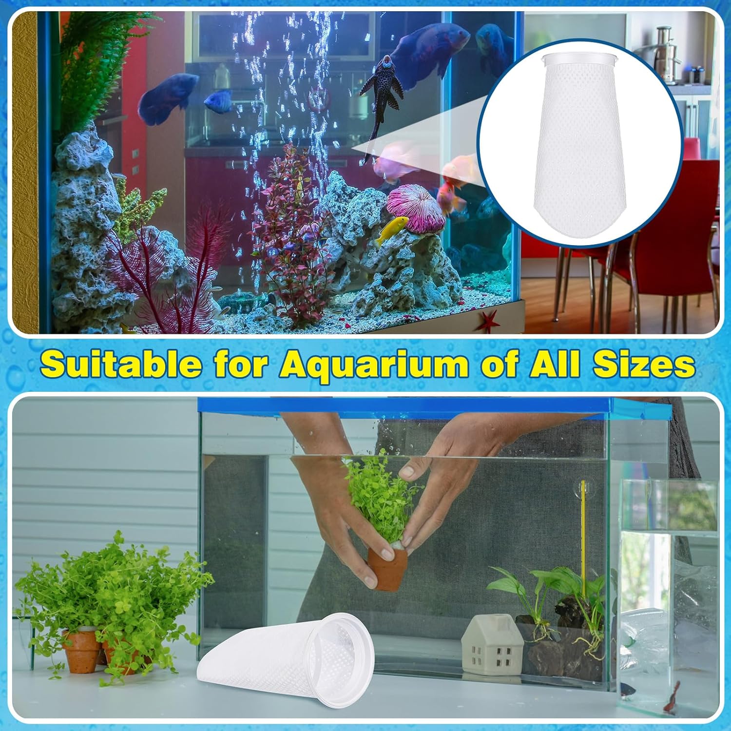 Jecery 12 Pcs 150 μm Filter Socks 4 Inch 3D Honeycomb Filter Sock Aquarium Felt Filter Bags by 9.8 Inch Long for Fish Tank Aquarium Ponds Sumps Overflows Saltwater
