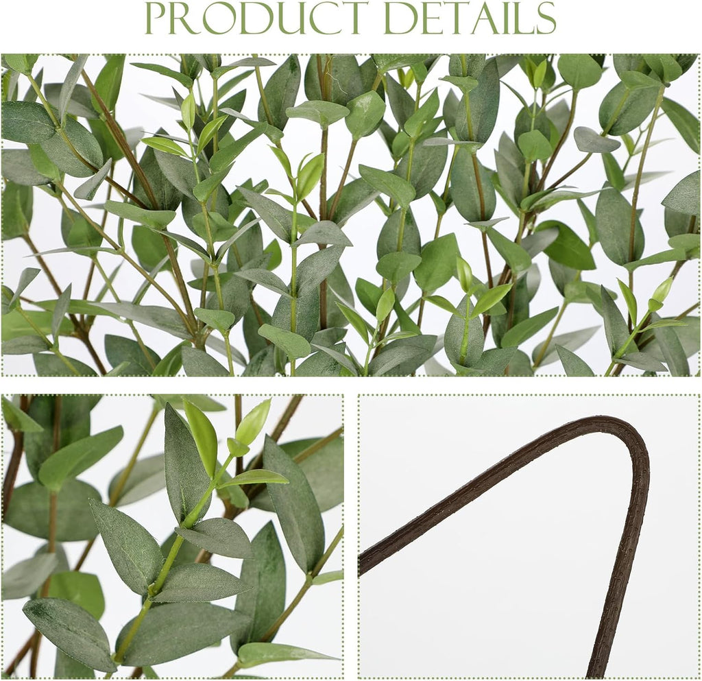 Faux Eucalyptus Stems Willow Eucalyptus Leaves Fake Salix Leaves 5 Pcs Artificial Greenery Stems for DIY Bouquet Arrangements Centerpieces Shower Decorations-Artificial Eucalyptus Stems-Green